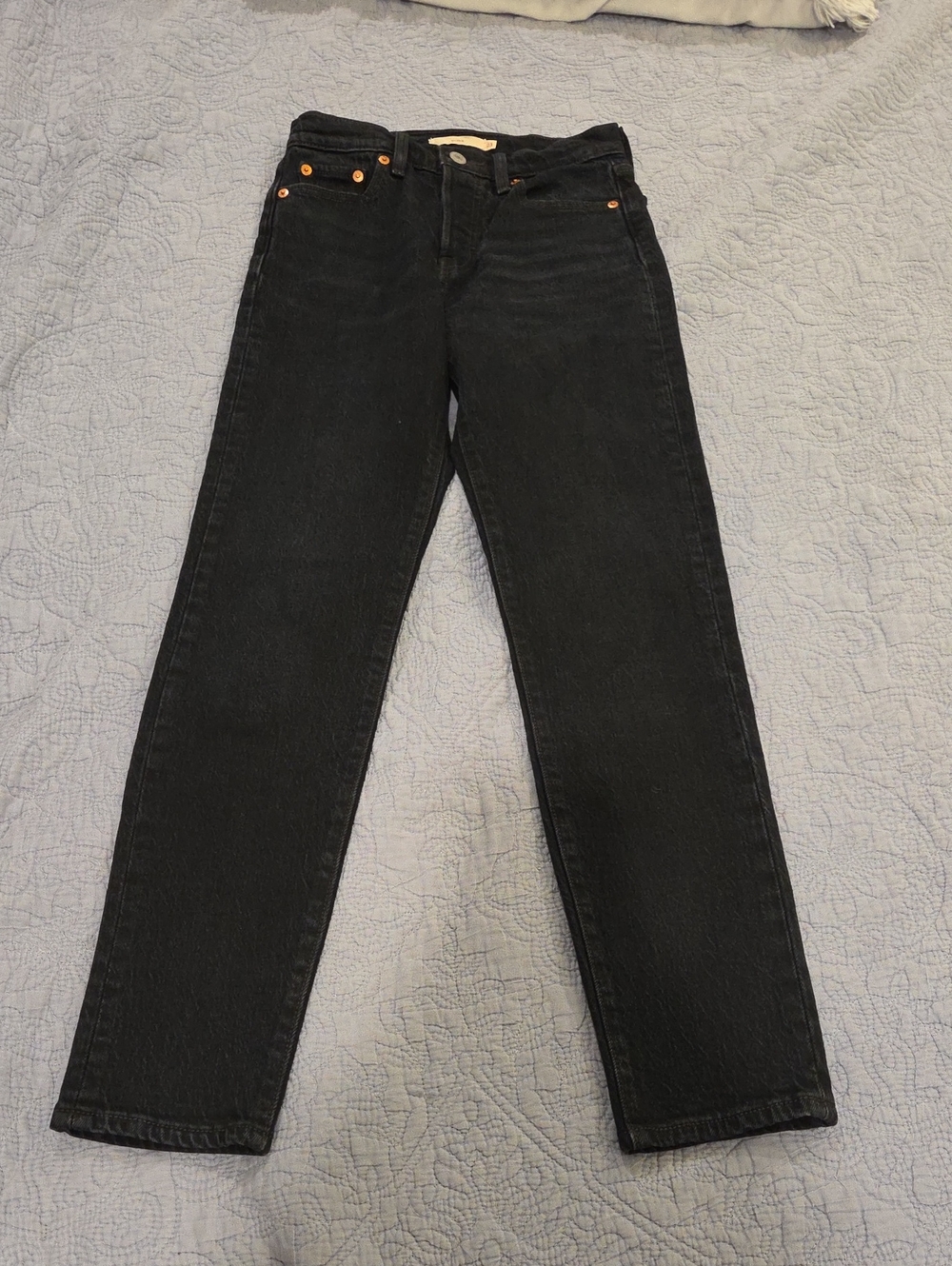 Levi's "Wedgie" Black Straight Leg, Button Fly  Jeans Size 23!